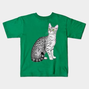 Egyptian Mau (Green Background) Kids T-Shirt